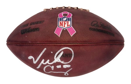 Victor Cruz Game Used and Signed Breast Cancer Awareness Football (NFL Auction LOA)
